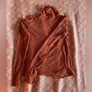 Burnt Orange Mesh Turtleneck